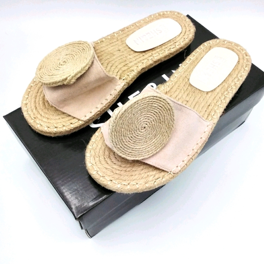 Beige Rope Fabric Boho Style Slip-On Sandals
